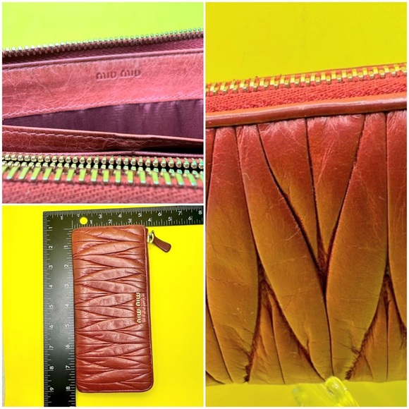 Miu Miu Materasse Leather Zip Wallet Luxury Authentic - Picture 5 of 12